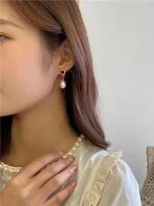 Faux Pearl Decor Earrings - Multicolor - View 1