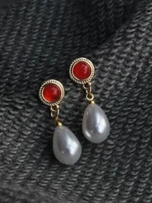 Faux Pearl Decor Earrings - Multicolor - View 2