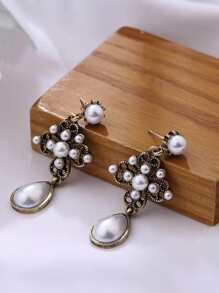 Faux Pearl Decor Drop Earrings - Multicolor - View 1