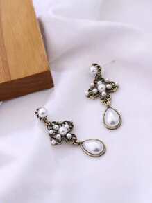 Faux Pearl Decor Drop Earrings - Multicolor - View 2