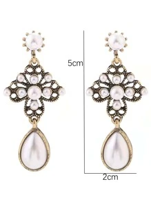 Faux Pearl Decor Drop Earrings - Multicolor - View 3