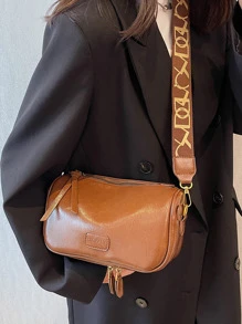 Letter Graphic Bucket Bag - Coffee Brown - View 3