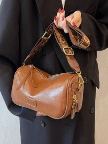 Letter Graphic Bucket Bag - Coffee Brown - View 5