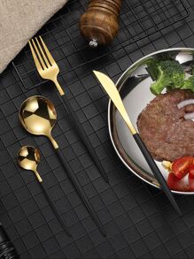 4pcs Stainless Steel Cutlery Set - Black - View 1