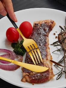 4pcs Stainless Steel Cutlery Set - Black - View 5