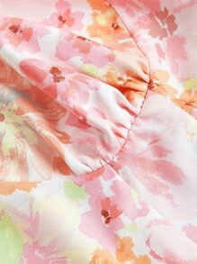 SHEIN MOD Floral Print Knot Shoulder Cami Summer Scarf Asymmetrical Hem Cropped Top - Multicolor - View 4