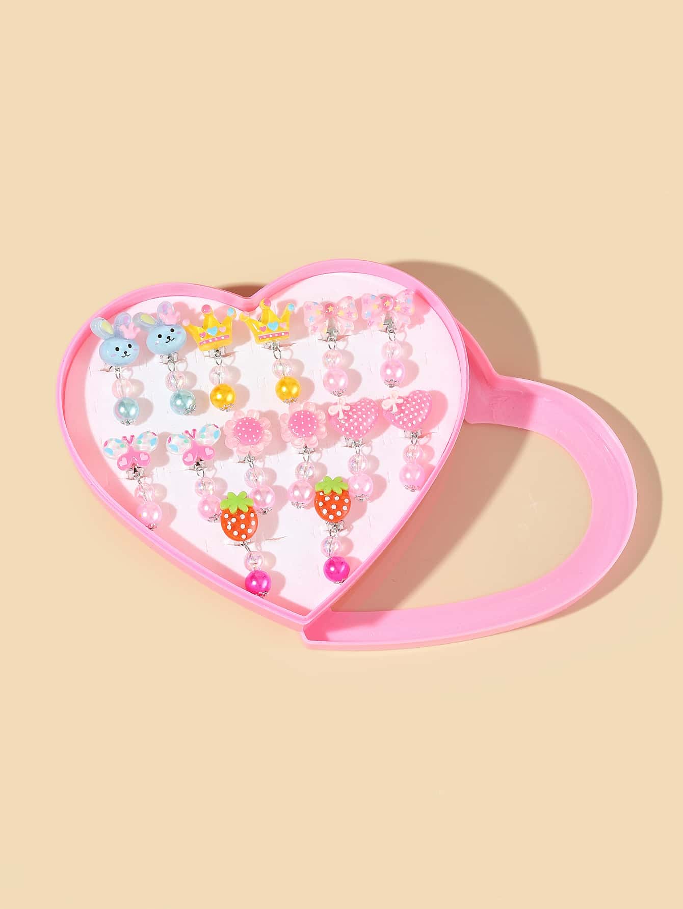 7 pares Pendientes flor & con diseño de fruta - Multicolor - Ver 1