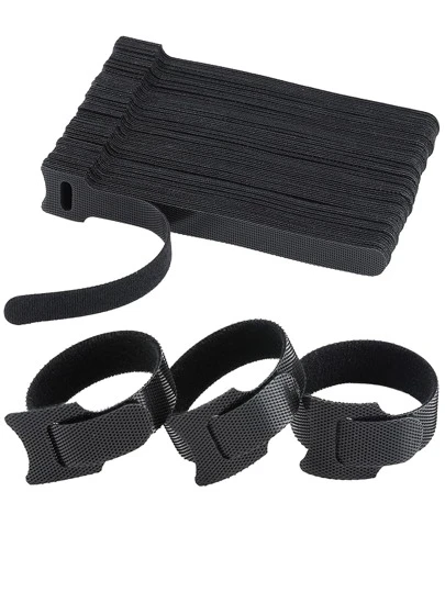 50 Stücke Kabel Organizer Klettverschluss Riemen für Kabelmanagement unter dem Tisch, Mehrzweck Kabelriemen für Computerkabel, Schreibtisch Kabelhalter, Kordel Organizer, Klettverschluss Kabelriemen
