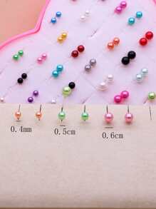 36對隨機假珍珠耳釘 - 彩色 - 查看 3