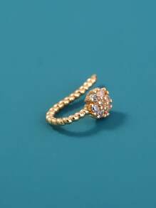 Nooxian Cubic Zirconia Flower Decor Nose Cuff - Yellow Gold - View 4