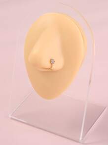 Nooxian Cubic Zirconia Flower Decor Nose Cuff - Yellow Gold - View 1