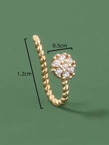 Nooxian Cubic Zirconia Flower Decor Nose Cuff - Yellow Gold - View 6