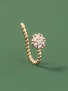 Nooxian Cubic Zirconia Flower Decor Nose Cuff - Yellow Gold - View 7