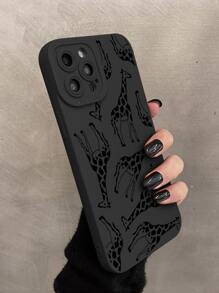 长颈鹿图案手机壳 - 黑色 - 查看 2