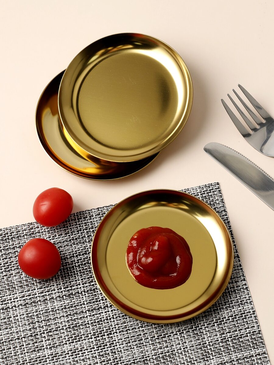 1pc Stainless Steel Sauce Dish - Gold - View 1