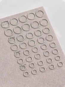 40pcs/set Minimalist Nose Ring Copper Popular Piercing Body Jewelry Gift For Women & Men - Silver - View 4