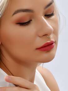 40pcs/set Minimalist Nose Ring Copper Popular Piercing Body Jewelry Gift For Women & Men - Silver - View 5