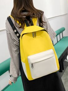 4Pcs Two Tone Pocket Front Backpack Set