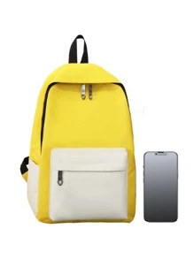 4Pcs Two Tone Pocket Front Backpack Set
