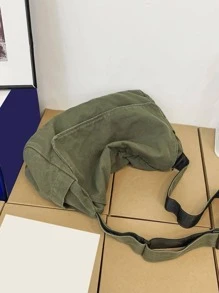 女士斜挎包女單肩女士設計師手提包純色大容量休閒帆佈單肩女包 - 查看 3