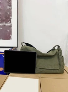 女士斜挎包女單肩女士設計師手提包純色大容量休閒帆佈單肩女包 - 查看 4