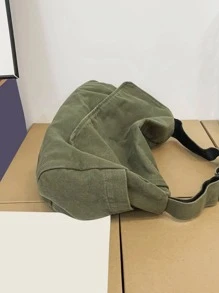 女士斜挎包女單肩女士設計師手提包純色大容量休閒帆佈單肩女包 - 查看 5