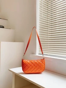 Bolsa cuadrada neón naranja con patrón guateado con cadena - Naranja - Ver 2