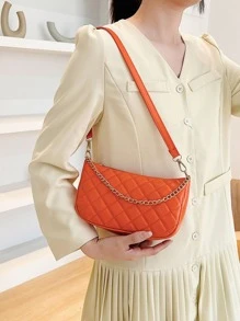 Bolsa cuadrada neón naranja con patrón guateado con cadena - Naranja - Ver 3