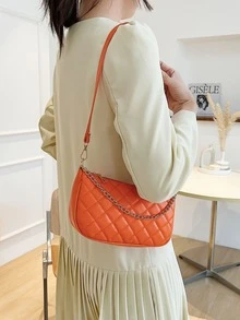 Bolsa cuadrada neón naranja con patrón guateado con cadena - Naranja - Ver 5