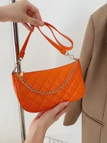 Bolsa cuadrada neón naranja con patrón guateado con cadena - Naranja - Ver 8