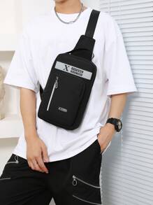 Mini Men Letter Graphic Sling Bag - Black - View 1