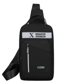 Mini Men Letter Graphic Sling Bag - Black - View 2
