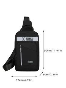 Mini Men Letter Graphic Sling Bag - Black - View 3