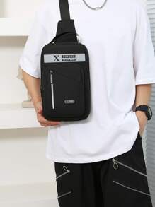 Mini Men Letter Graphic Sling Bag - Black - View 6