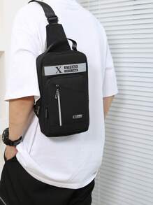 Mini Men Letter Graphic Sling Bag - Black - View 8