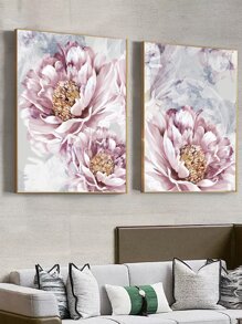 2pcs Floral Print Unframed Painting - Multicolor - View 2