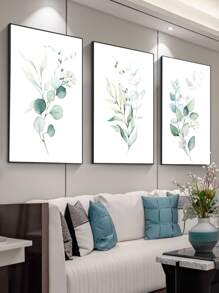 3pcs Plant Print Unframed Painting - Multicolor - View 1