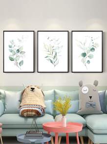 3pcs Plant Print Unframed Painting - Multicolor - View 2