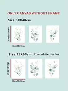3pcs Plant Print Unframed Painting - Multicolor - View 3