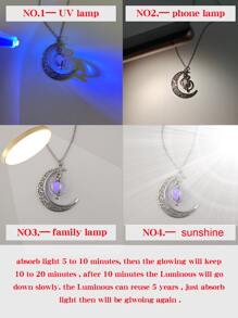 Glow In The Dark Moon & Lantern Charm Necklace - Silver - View 6