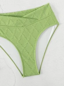 Set bikini cạp cao trơn đi biển mùa hè - Màu xanh chanh - Xem 6