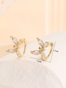1pair Fashionable Butterfly Design Copper Ear Cuff With Artificial , No Pierced - Yellow Gold - View 5
