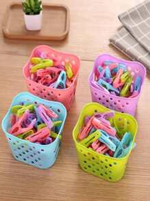 30pcs Random Color Clothespin & 1pc Storage Basket - Multicolor - View 1