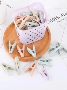 30pcs Random Color Clothespin & 1pc Storage Basket - Multicolor - View 4