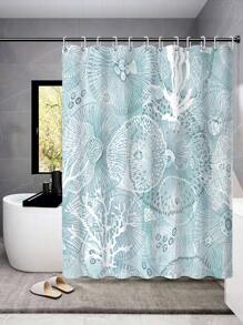 Coral Pattern Shower Curtain - Multicolor - View 1