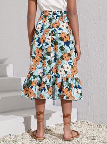 SHEIN Váy Gái Viên lá sen Hoa Tất cả trên in Boho - Nhiều màu - Xem 2