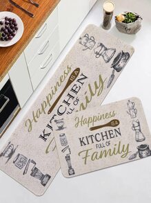 1 pieza Alfombra para cocina con estampado de letra