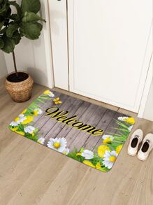 1入組花卉和字母圖案門墊 - 彩色 - 查看 3