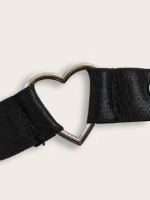 ROMWE Grunge Punk 哥特式环链背带泰迪紧身衣和丁字裤内衣 - 黑色 - 查看 5