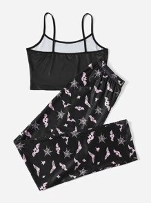 ROMWE Goth Bộ đồ ngủ Nữ Hoạt hình - màu đen - Xem 2